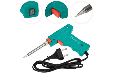 Паяльник-пистолет двухрежимный с керам. нагревателем, серия МАСТЕР, 30/130Вт, 230В REXANT