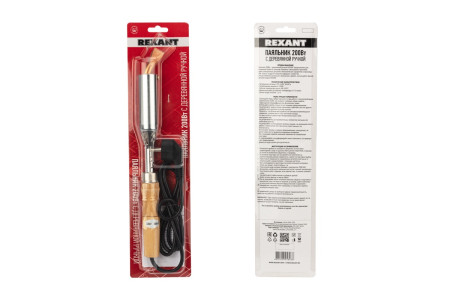 Паяльник высокомощный, серия ЭПСН, керам. тэн, 200Вт, 230В, с дерев. ручкой, коробка REXANT