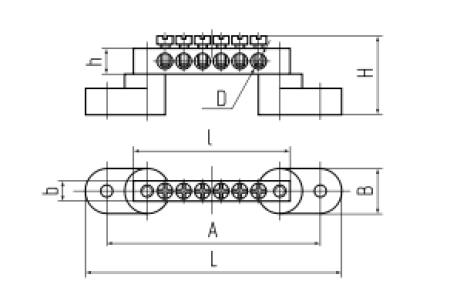 Шина N "ноль" на 2-х изол ШНИ-6х9-6 (син) (КВТ)